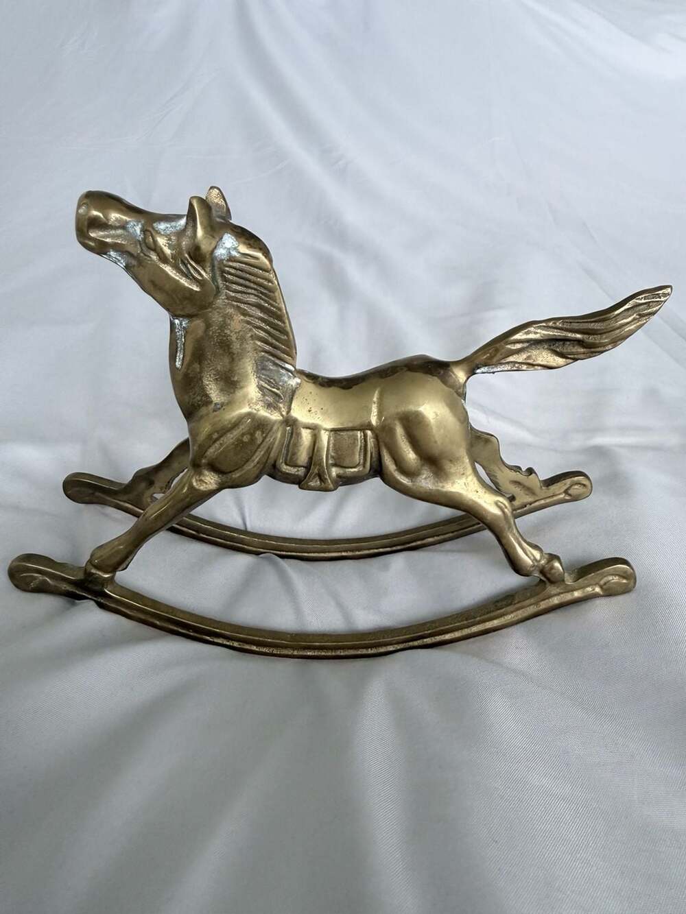 Vintage Brass Rocking Horse Figurine Sculpture Decor